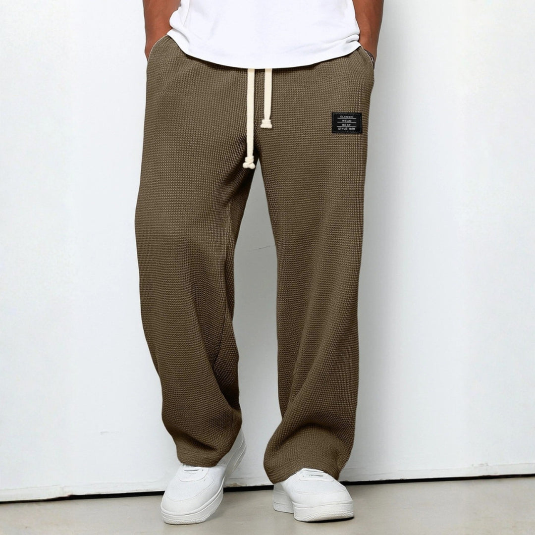 Men's Waffle-Knit Cotton Trousers - Relaxed Casual Joggers – view 10