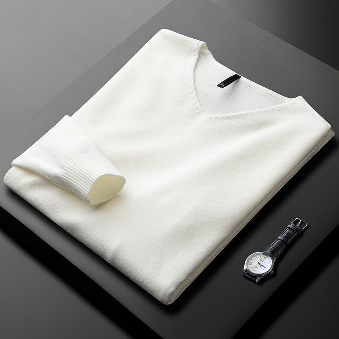 Men's Cashmere-Blend V-Neck Jumper – Layering Knitwear – view 7
