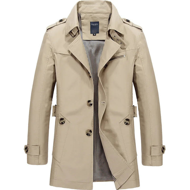 Men's Cotton Trench Coat – Single-Breasted Classic Mac – view 2