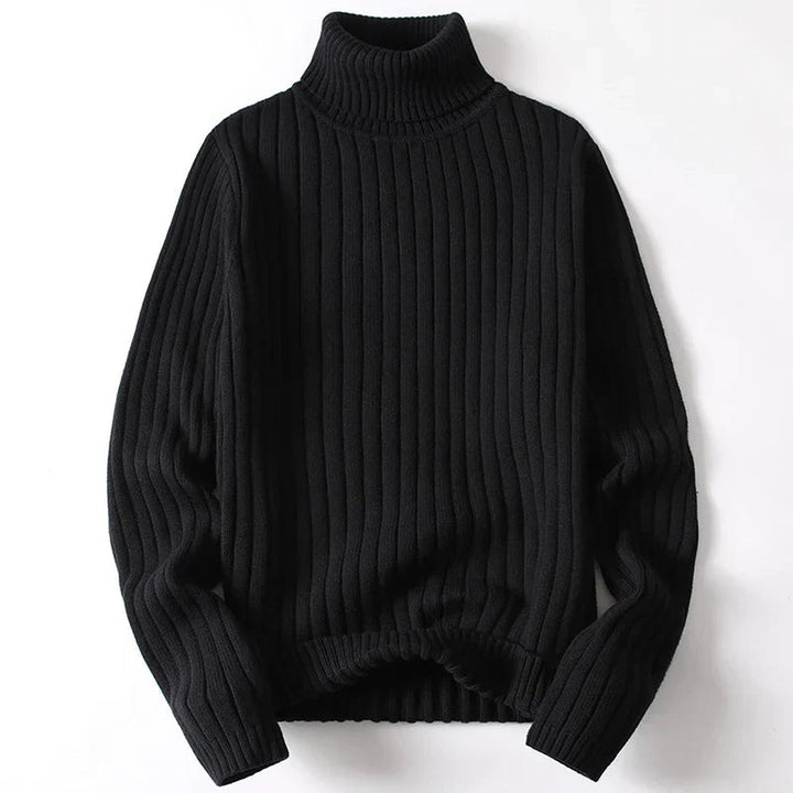 Men's Ribbed Knit Turtleneck Jumper – Heavy Roll Neck – view 5
