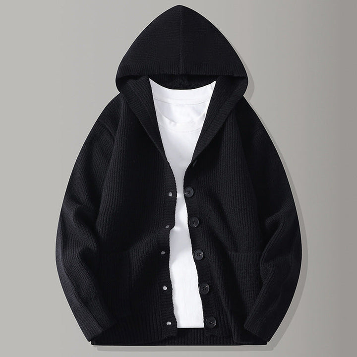 Men's Hooded Cardigan – Ribbed-Knit Button-Up Jumper – view 3