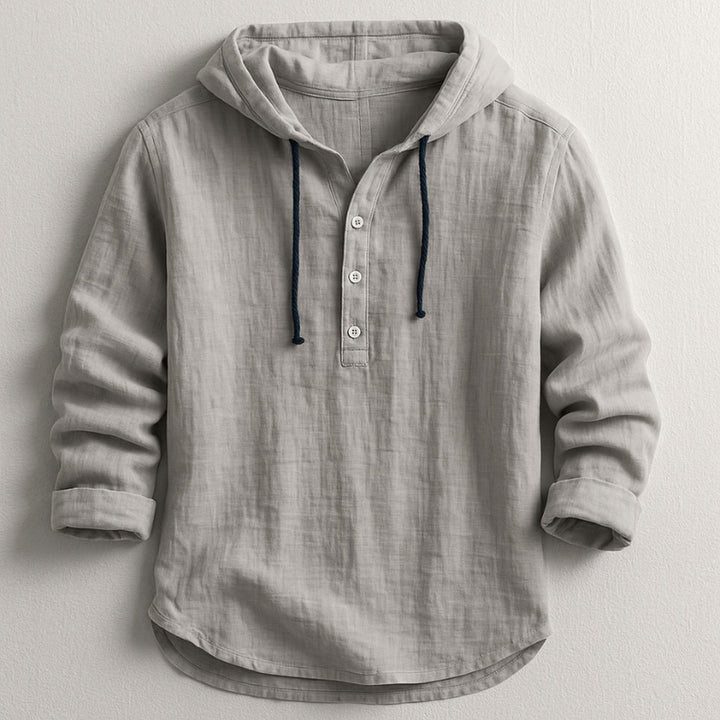 Men's Cotton-Linen Hooded Shirt – Relaxed Warm-Weather Overshirt – Grey