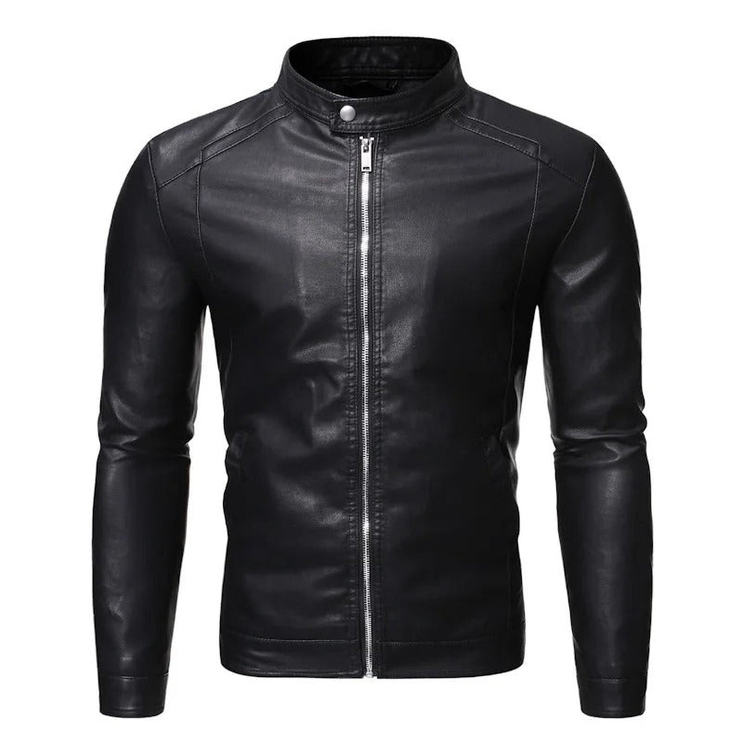 Men's Leather Jacket – Slim Stand-Collar Zip-Up Layer – view 2
