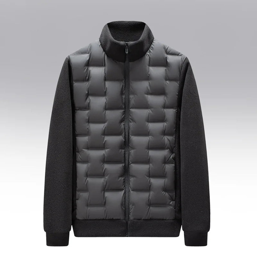 Men's Quilted Jacket – Fleece-Sleeve Insulated Hybrid Layer – view 7