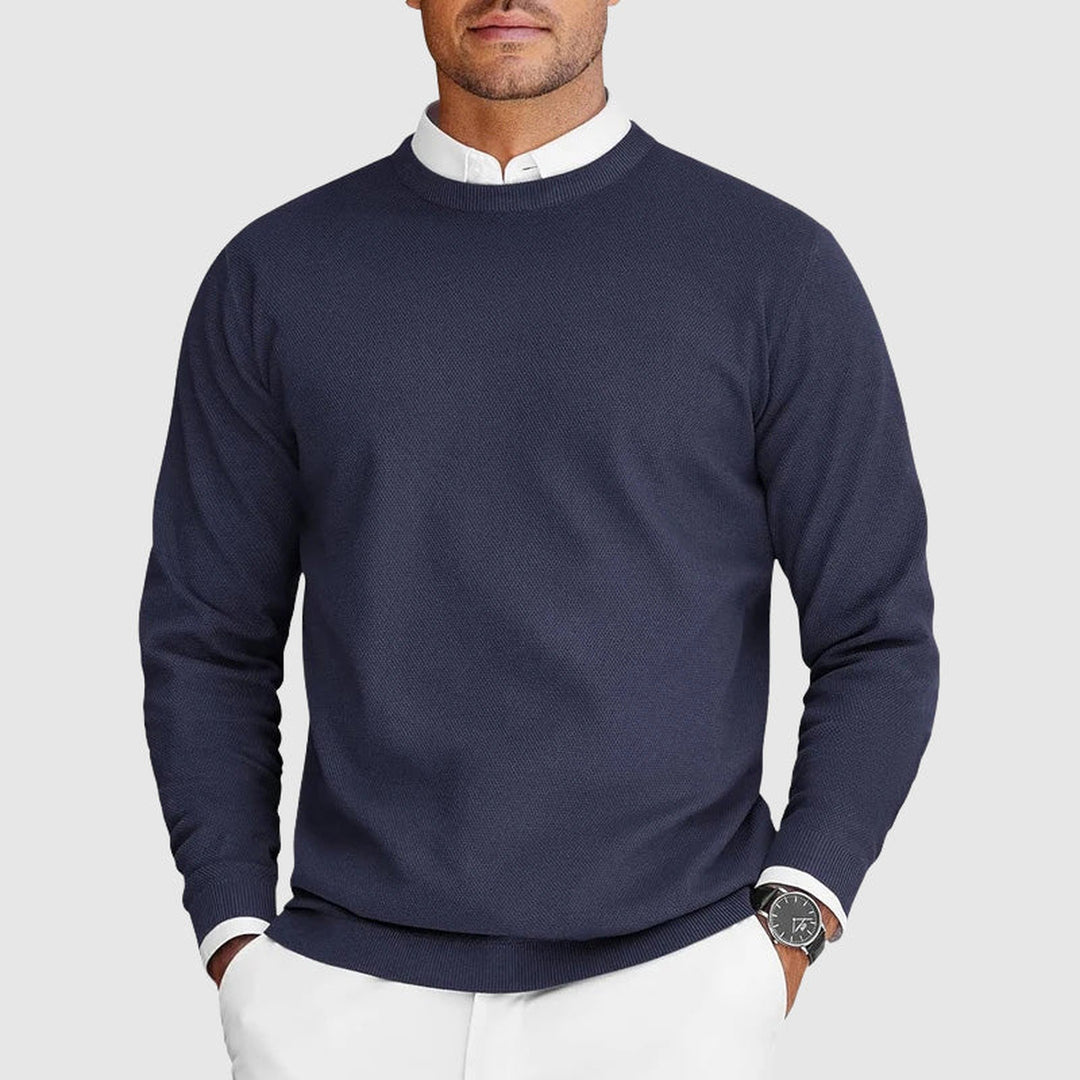 Men's Lightweight Knit Crewneck Jumper – Everyday Layering – Blue