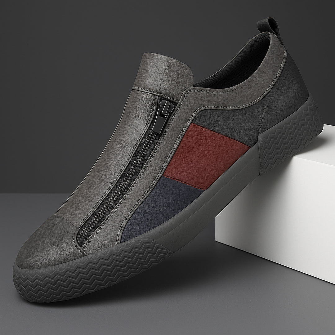 Men's Leather Zip Trainers – Modern Casual Low-Top Shoes – view 7