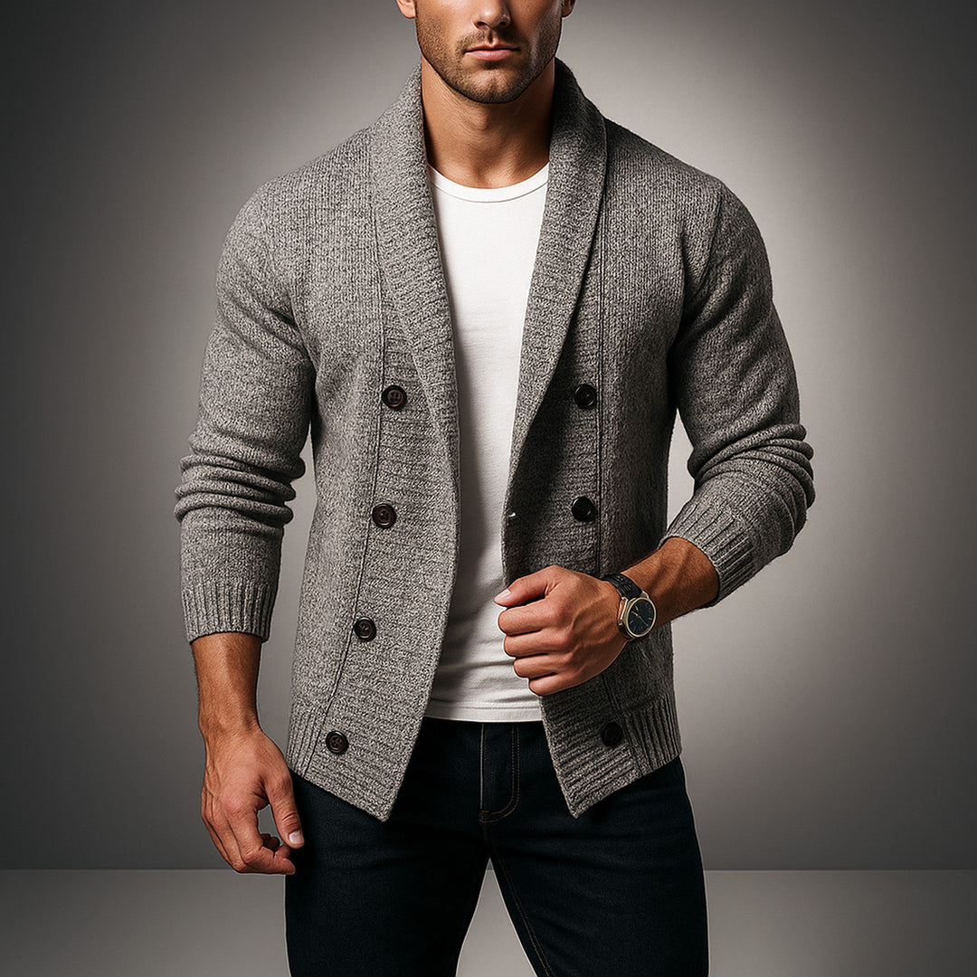 Men's Double-Breasted Shawl Collar Cardigan – Smart Layering – view 3