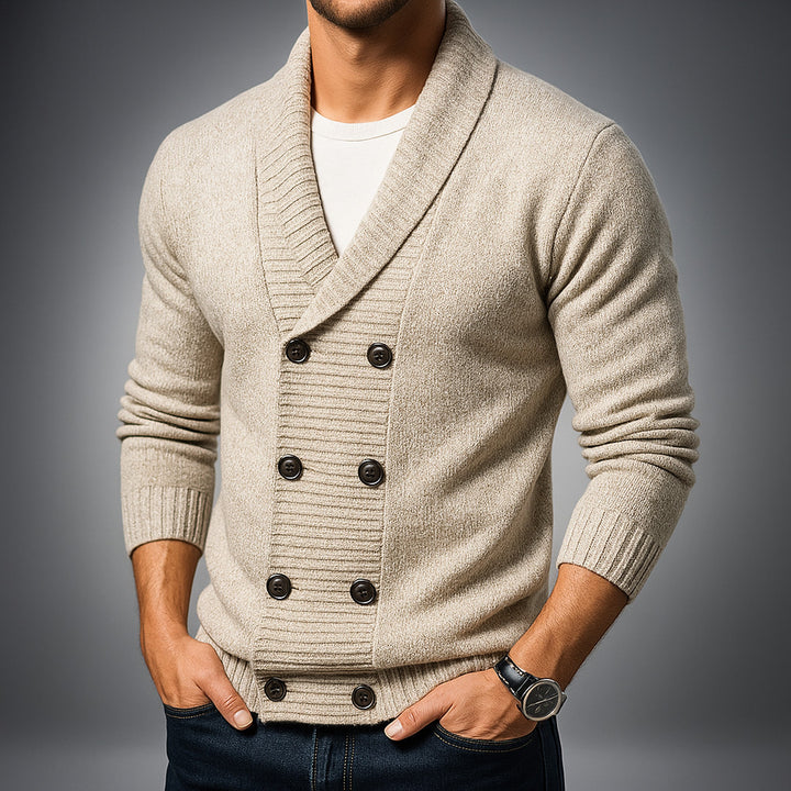 Men's Double-Breasted Shawl Collar Cardigan – Smart Layering – view 2