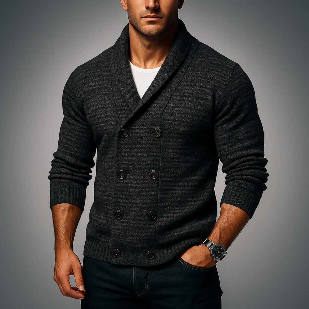 Men's Double-Breasted Shawl Collar Cardigan – Smart Layering – view 4