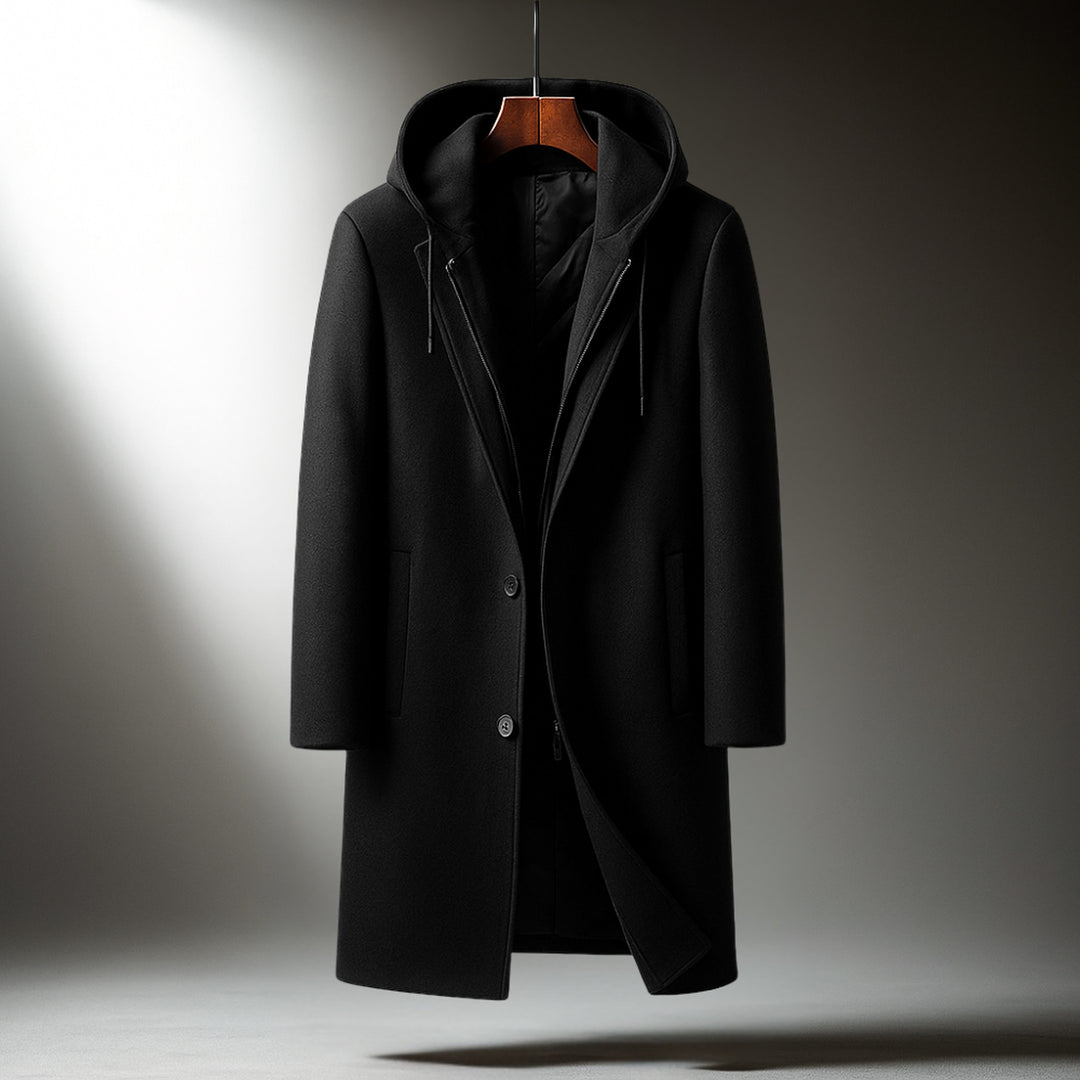 Men's Wool Blend Overcoat – Hooded Insert City Coat – view 7