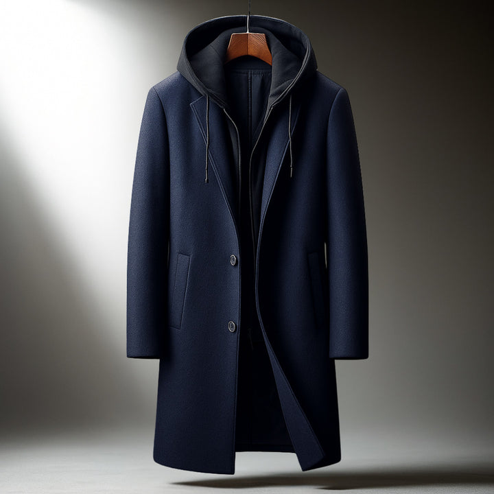 Men's Wool Blend Overcoat – Hooded Insert City Coat – view 8