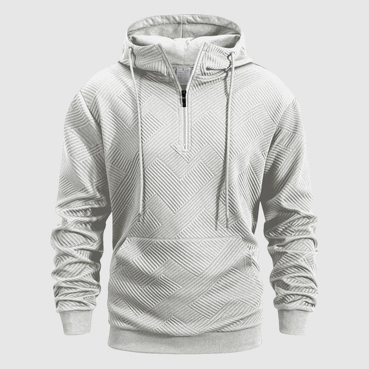 Men's Textured Knit Quarter-Zip Hoodie – Smart Casual Layering – view 2