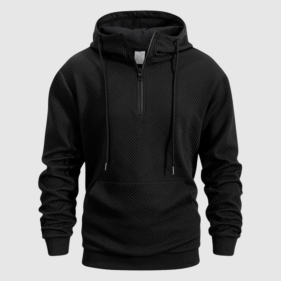 Men's Textured Knit Quarter-Zip Hoodie – Smart Casual Layering – view 5