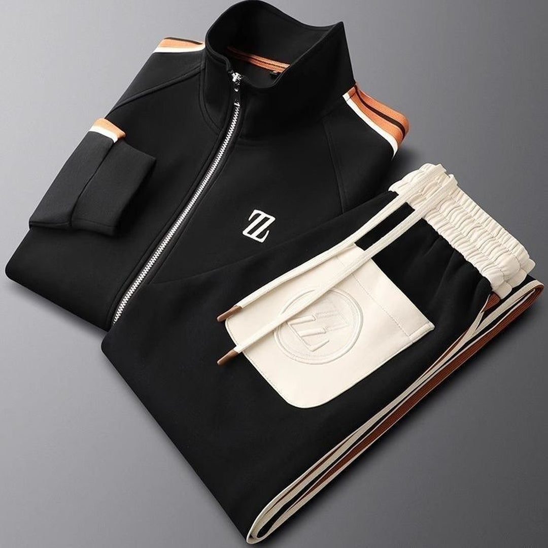 Men's Funnel Neck Tracksuit – Zip Jacket & Drawstring Trousers – view 3