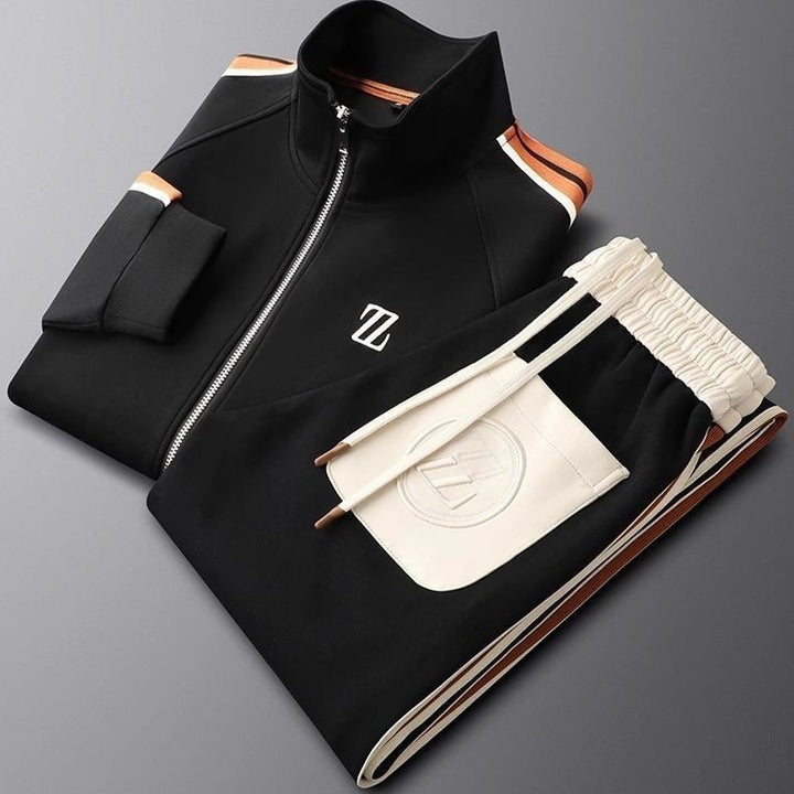 Men's Funnel Neck Tracksuit – Zip Jacket & Drawstring Trousers – view 3