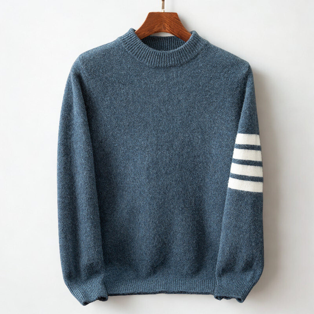 Men's Cashmere Blend Crew Neck Jumper – Soft Everyday Knit – Steel Blue