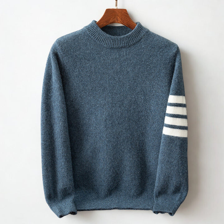 Men's Cashmere Blend Crew Neck Jumper – Soft Everyday Knit – Steel Blue