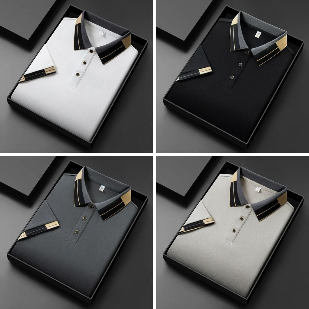 Men's Knitted Polo Shirt – Heritage Geometric Collar Detail – view 11