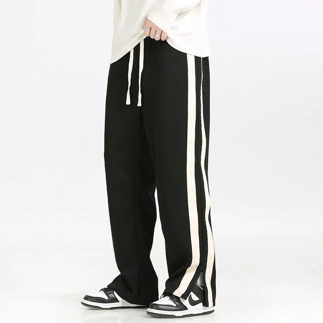 Men's Wide-Leg Retro Joggers – Soft Side-Stripe Track Trousers – view 2
