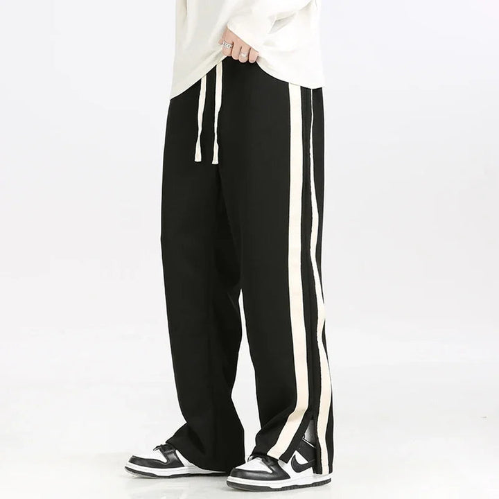 Men's Wide-Leg Retro Joggers – Soft Side-Stripe Track Trousers – view 2