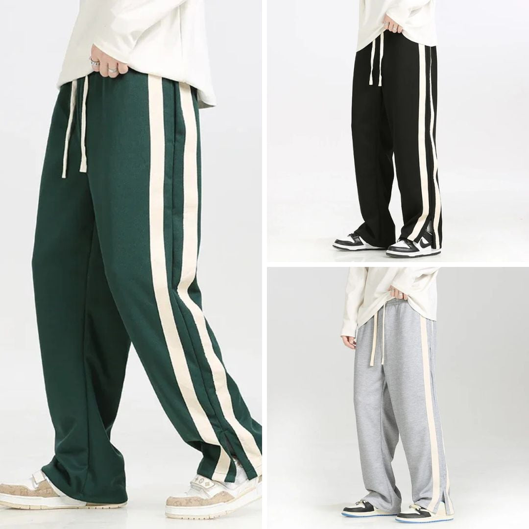 Men's Wide-Leg Retro Joggers – Soft Side-Stripe Track Trousers – view 11