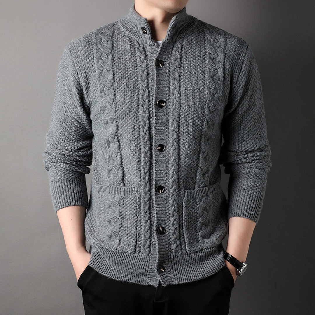 Men's Wool-Blend Knit Cardigan – Mock Neck Heritage Style – view 9