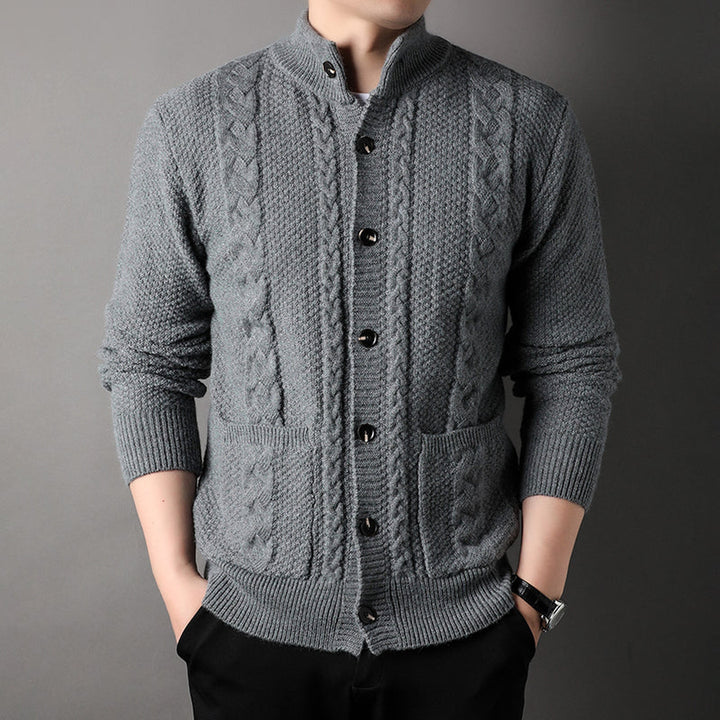 Men's Wool-Blend Knit Cardigan – Mock Neck Heritage Style – view 9