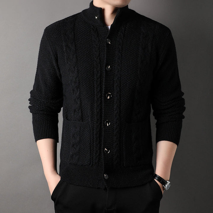 Men's Wool-Blend Knit Cardigan – Mock Neck Heritage Style – view 7