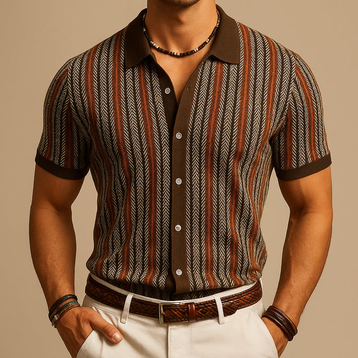 Men's Organic Cotton Knitted Shirt – Textured Button-Through – view 2