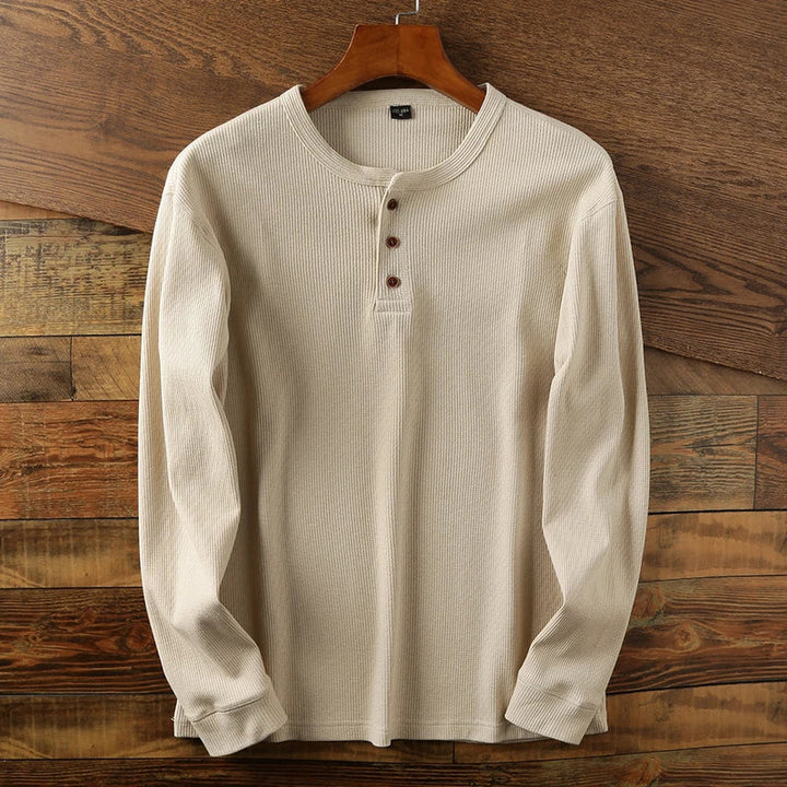 Men's Waffle-Knit Cotton Henley – Relaxed Weekend Layering Top – view 6