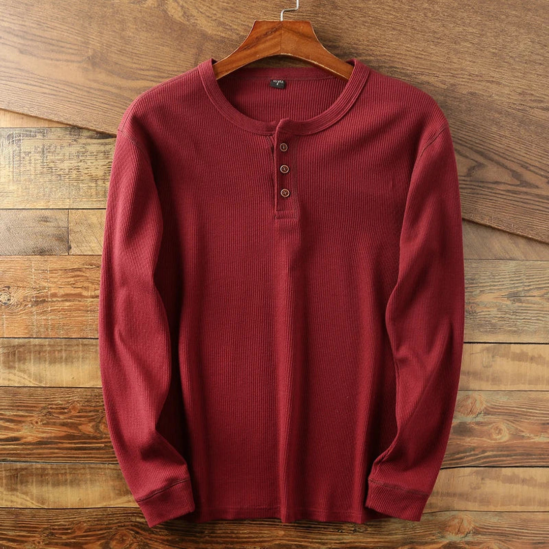 Men's Waffle-Knit Cotton Henley – Relaxed Weekend Layering Top – view 8
