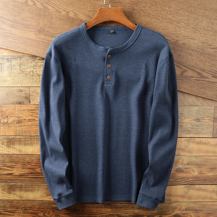 Men's Waffle-Knit Cotton Henley – Relaxed Weekend Layering Top – view 9