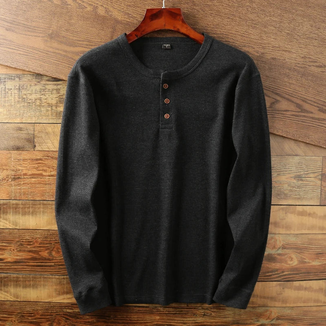 Men's Waffle-Knit Cotton Henley – Relaxed Weekend Layering Top – view 7