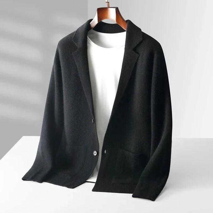 Men's 100% Cashmere Blazer Cardigan – Soft Tailored Layering – view 2