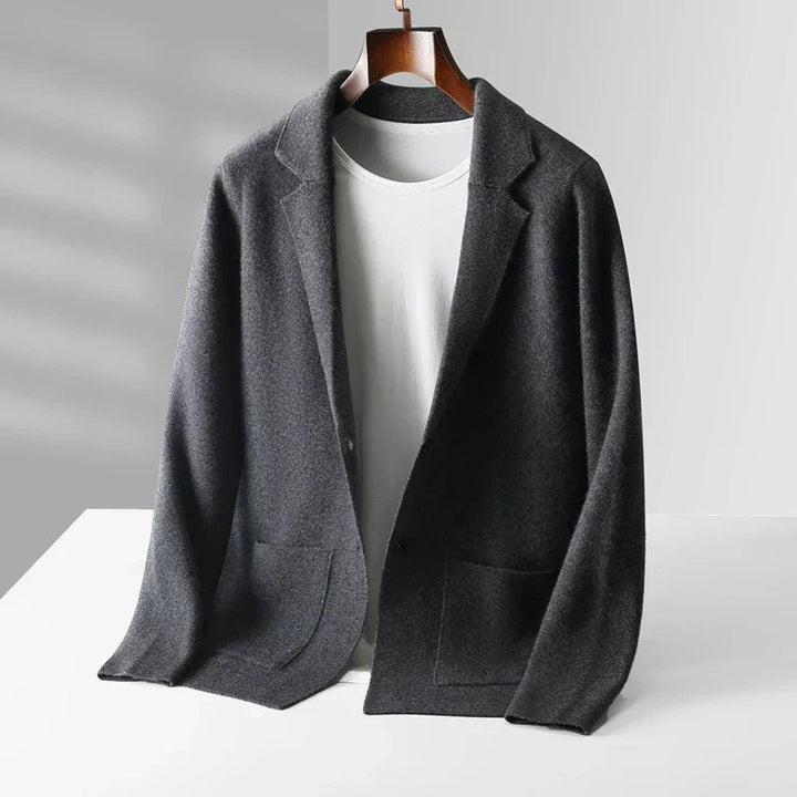 Men's 100% Cashmere Blazer Cardigan – Soft Tailored Layering – view 3