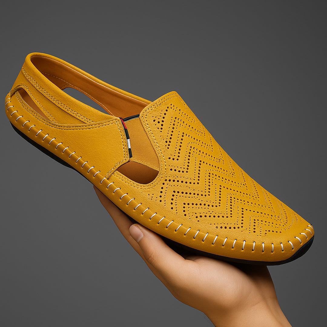 Men's Perforated Leather Driving Sandals – Breathable Summer Pair – view 7