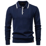 Men's Fine-Gauge Ribbed Knit Polo Shirt – Smart Casual Wear