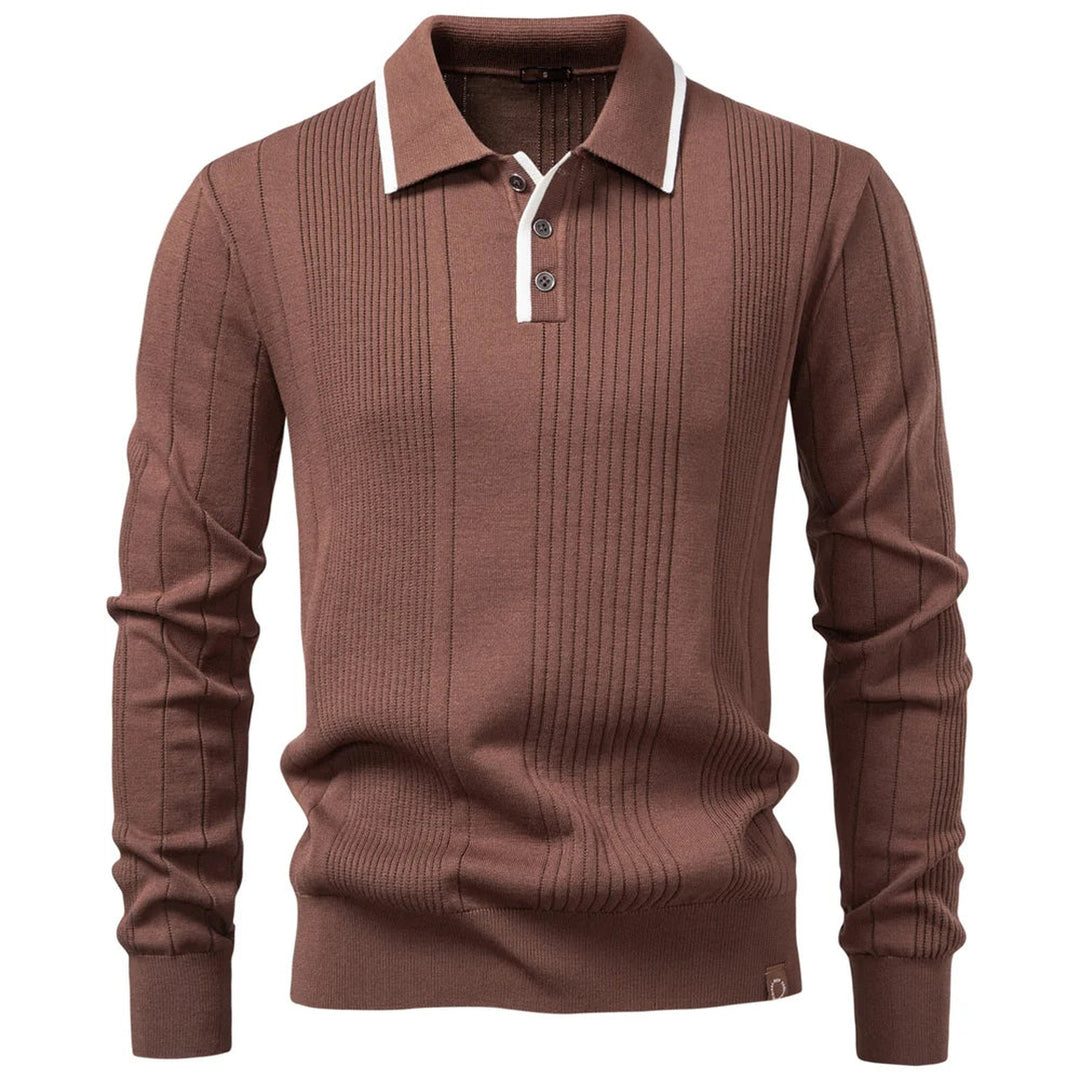 Men's Fine-Gauge Ribbed Knit Polo Shirt – Smart Casual Wear – view 6