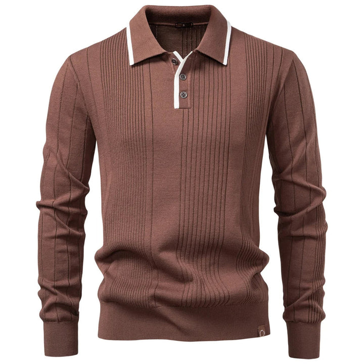 Men's Fine-Gauge Ribbed Knit Polo Shirt – Smart Casual Wear – view 6