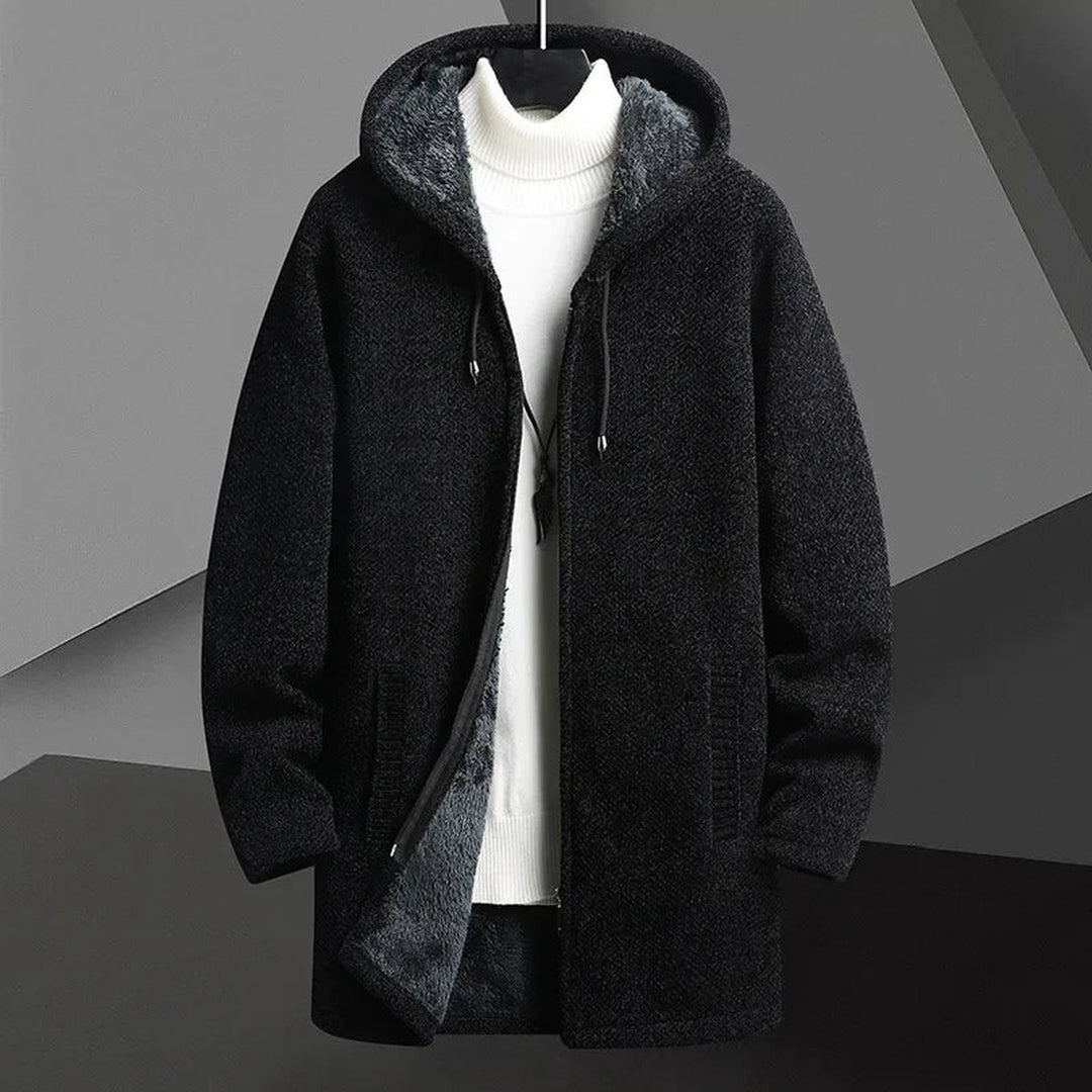 Men's Hooded Knit Overcoat – Fleece-Lined Warm City Layer – view 2