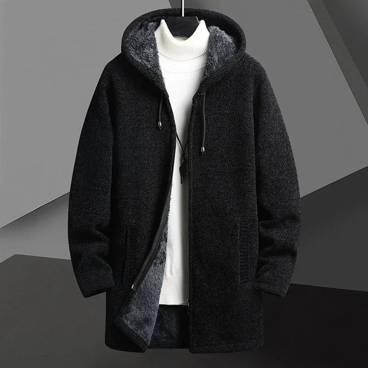 Men's Hooded Knit Overcoat – Fleece-Lined Warm City Layer – view 2