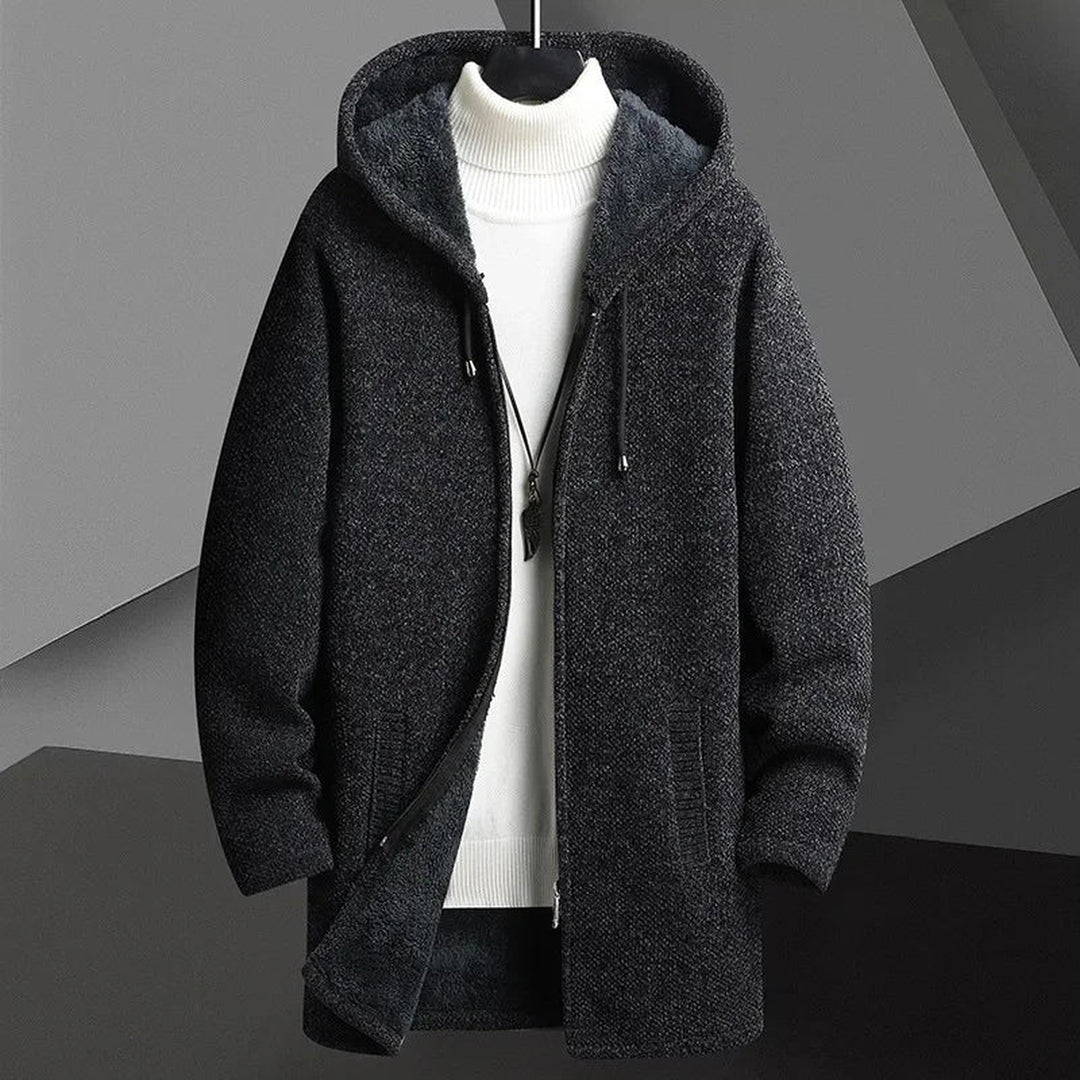 Men's Hooded Knit Overcoat – Fleece-Lined Warm City Layer – view 3