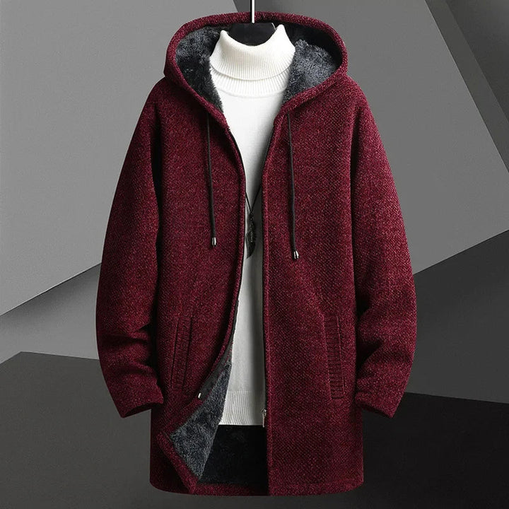 Men's Hooded Knit Overcoat – Fleece-Lined Warm City Layer – view 4