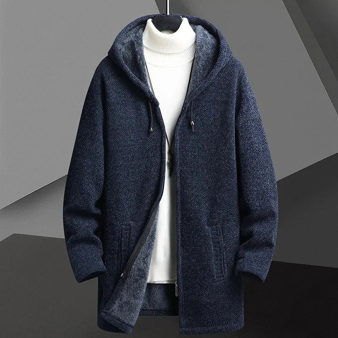 Men's Hooded Knit Overcoat – Fleece-Lined Warm City Layer – view 5