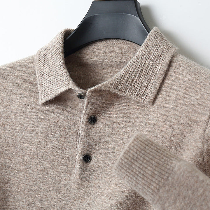Men's Cashmere Knit Polo Shirt – Luxury Smart Casual Knitwear – Sage Mist