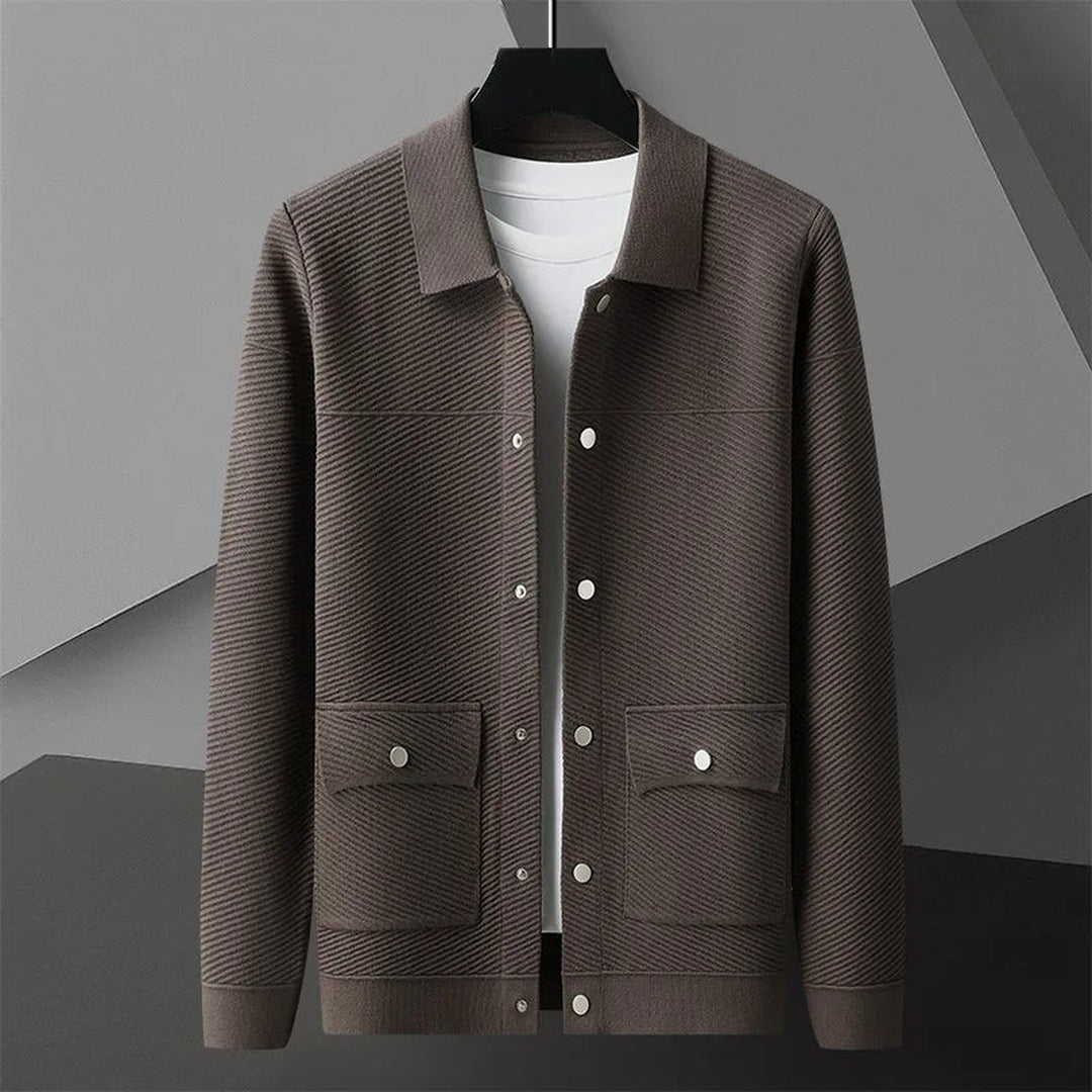 Men's Ribbed Knit Jacket with Snap Front – Smart Casual Layer – view 4