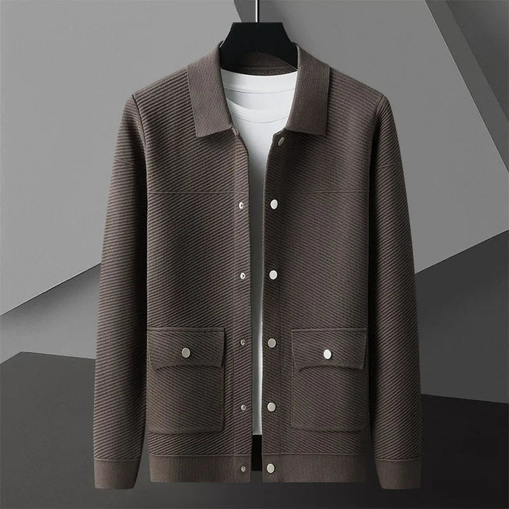 Men's Ribbed Knit Jacket with Snap Front – Smart Casual Layer – view 4