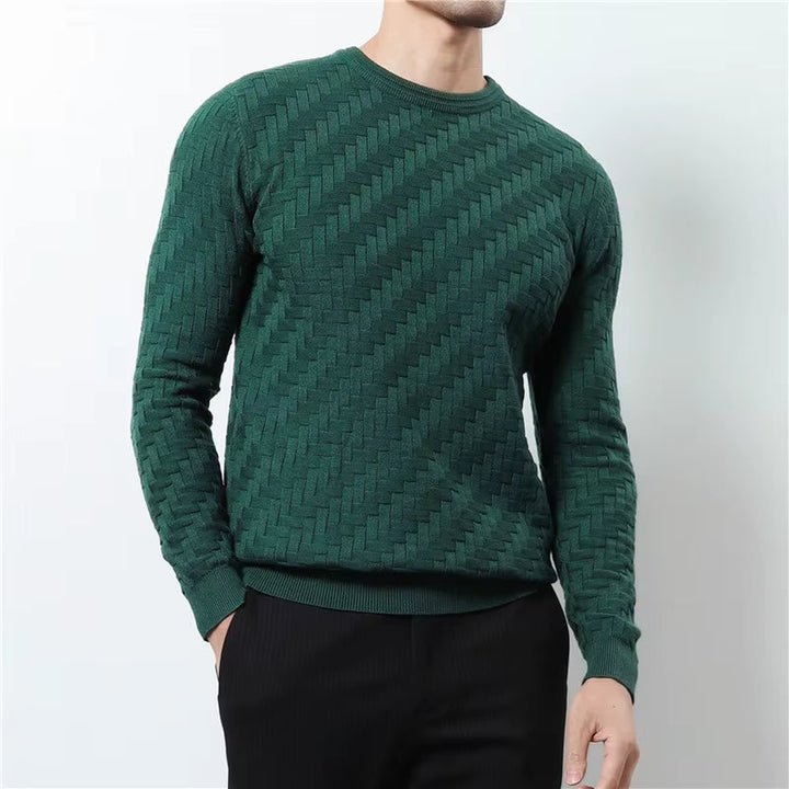 Men's Textured Knit Crew Neck Jumper – Mid-Weight Layering – view 10