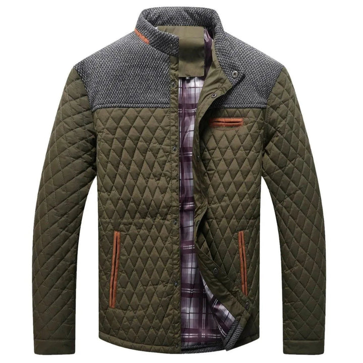 Men's Diamond-Quilted Jacket – Lightweight Insulated Layer – Army Green