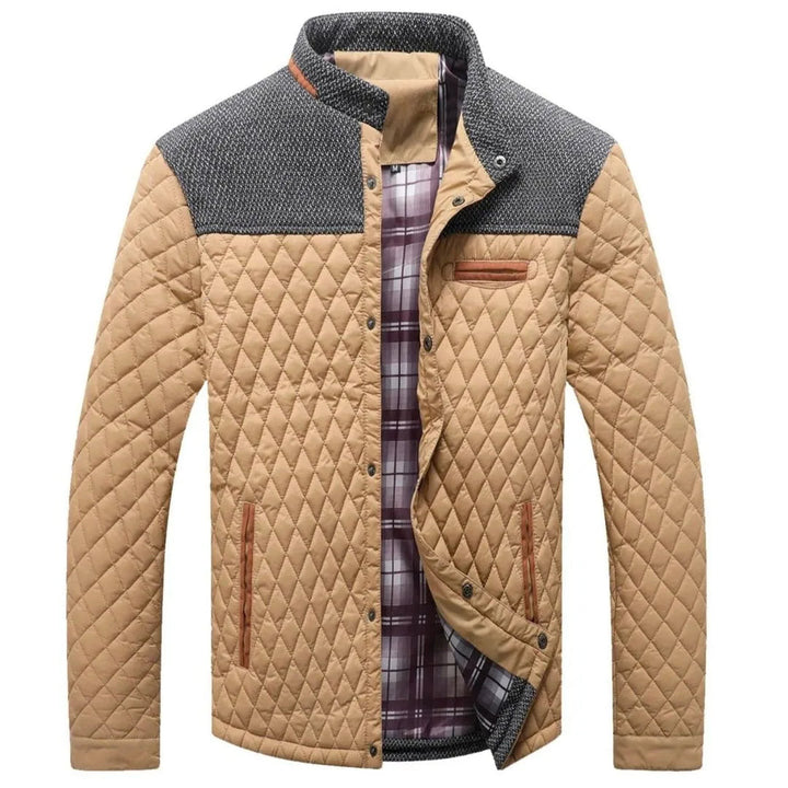 Men's Diamond-Quilted Jacket – Lightweight Insulated Layer – Khaki